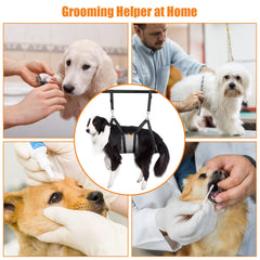 Ownpets grooming hammock side straps highlight secure, balanced support during grooming sessions.