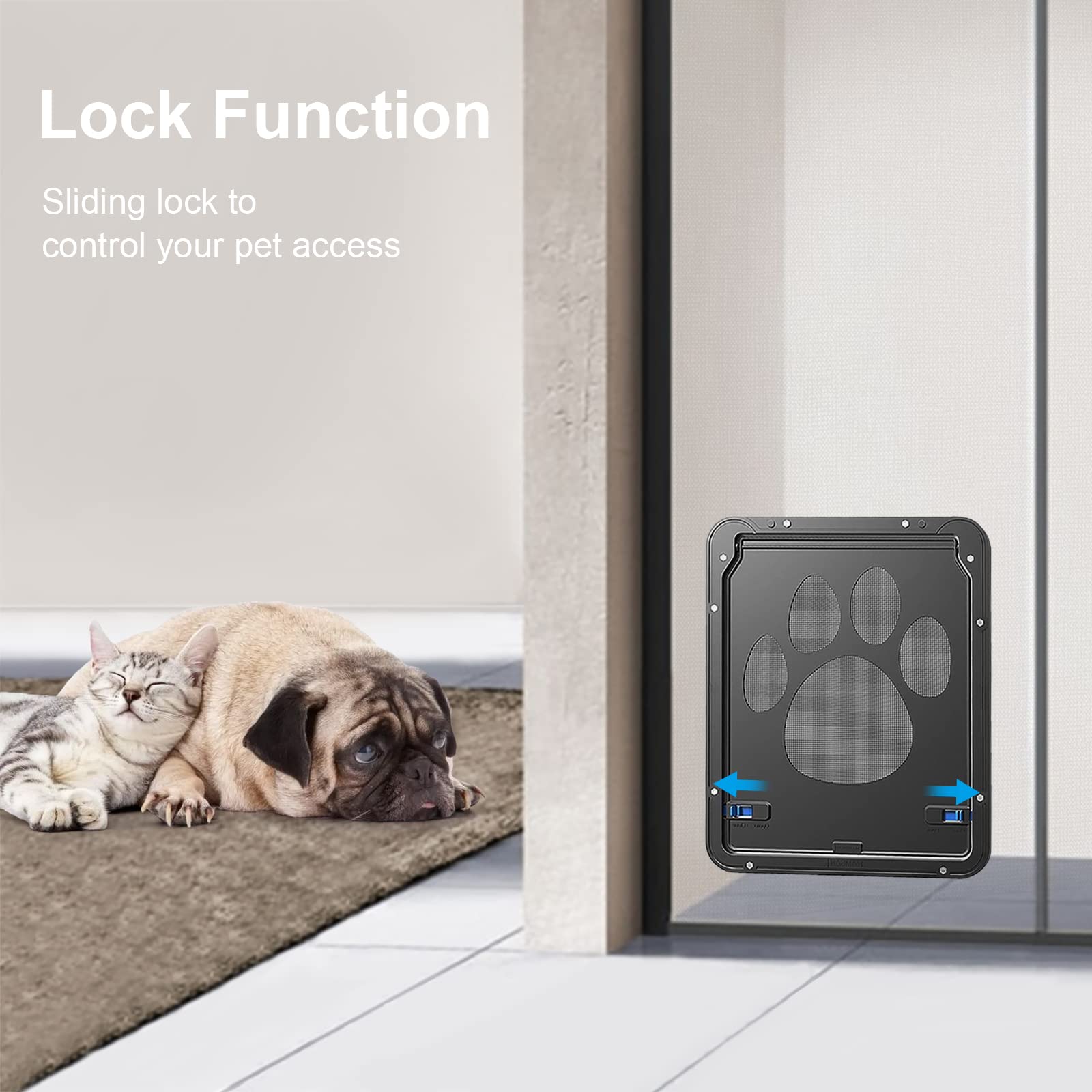 Ownpets black-frame design blends with outdoor entryways and screens