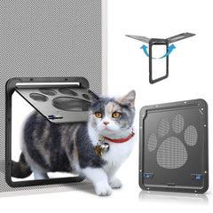 Ownpets Pet Screen Door front view: sleek black frame for easy pet access
