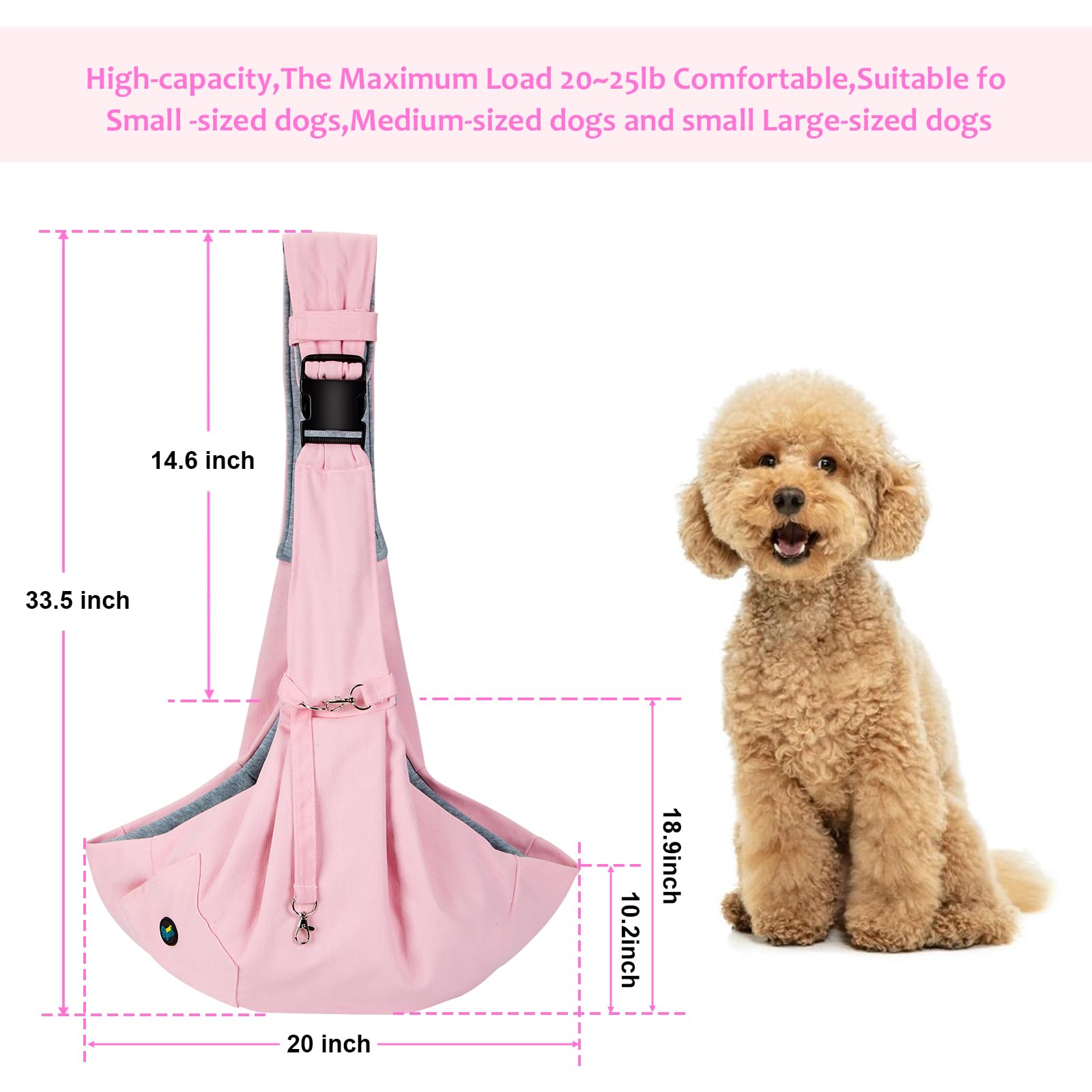 Ownpets pink pet sling carrier collar hook close-up
