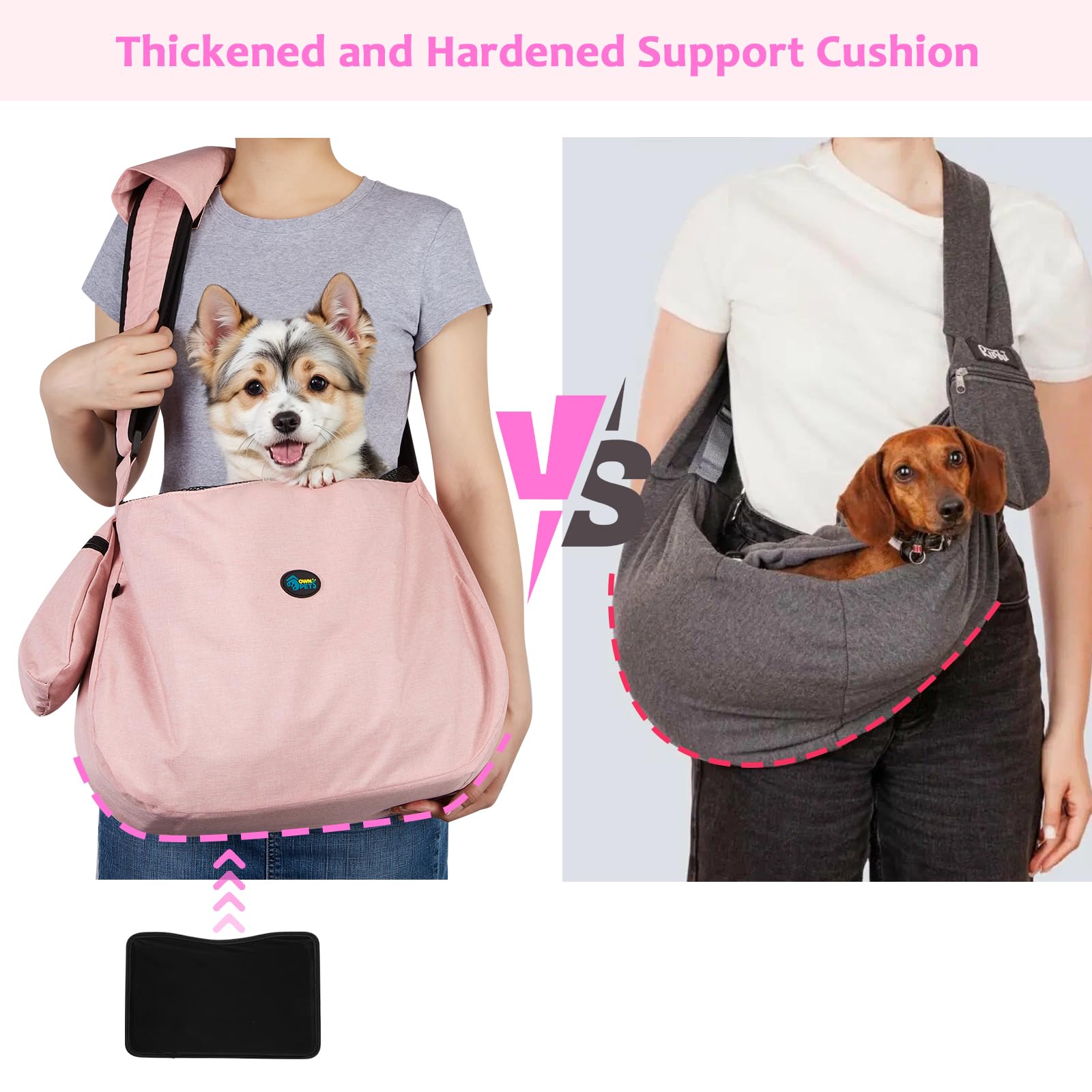 Ownpets sling carrier padded strap closeup for comfort
