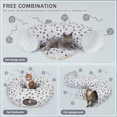Ownpets soft plush cat donut tunnel bed offers a snug resting spot after playtime