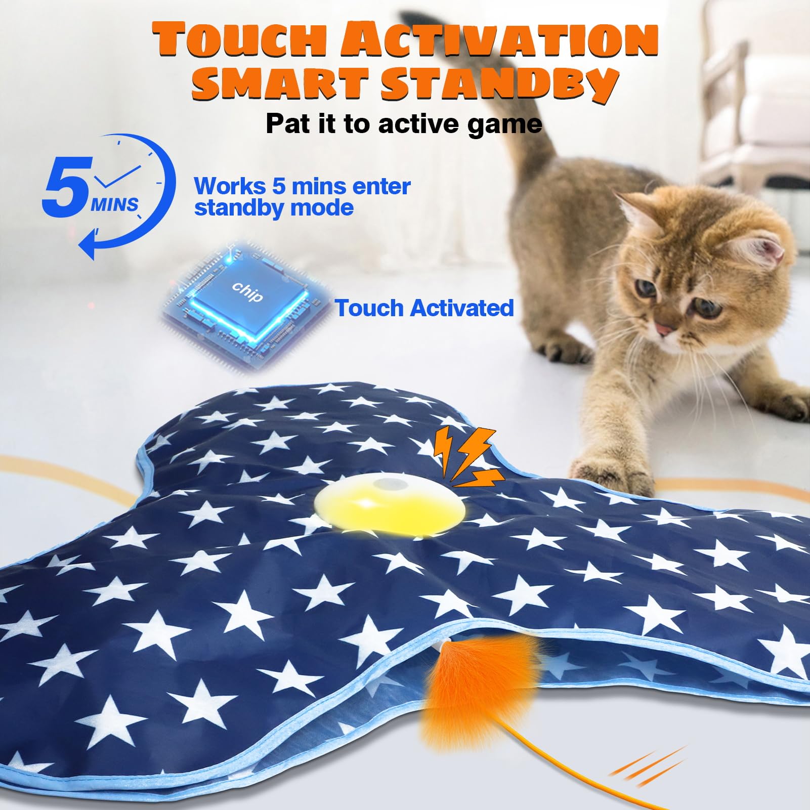 Oxawo hidden-feather-wand toy captures attention with concealed surprise action.