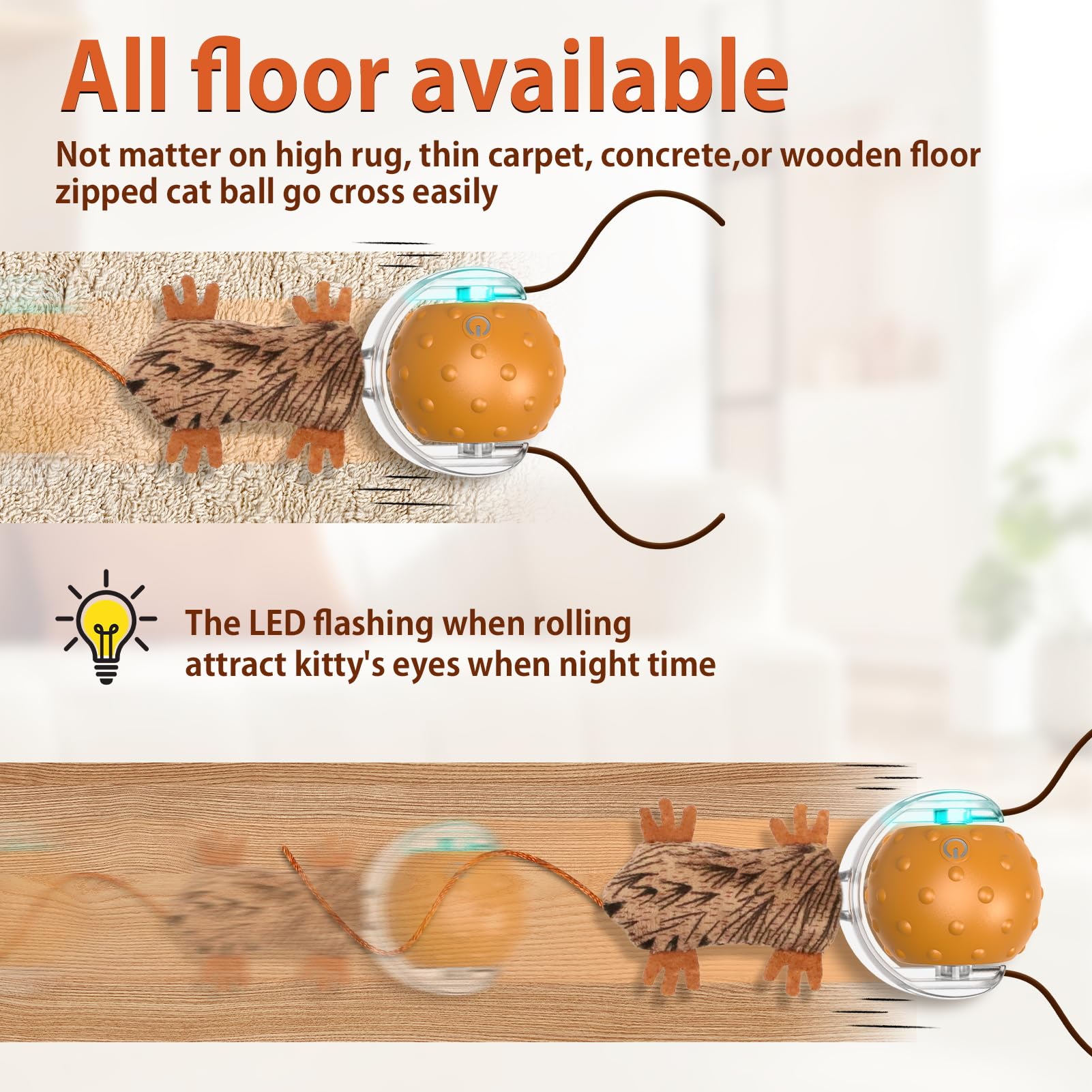 Oxawo cat toy rolling ball—side view highlighting motion-activated play and chase potential.