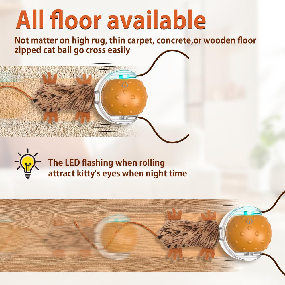 Oxawo cat toy rolling ball—side view highlighting motion-activated play and chase potential.