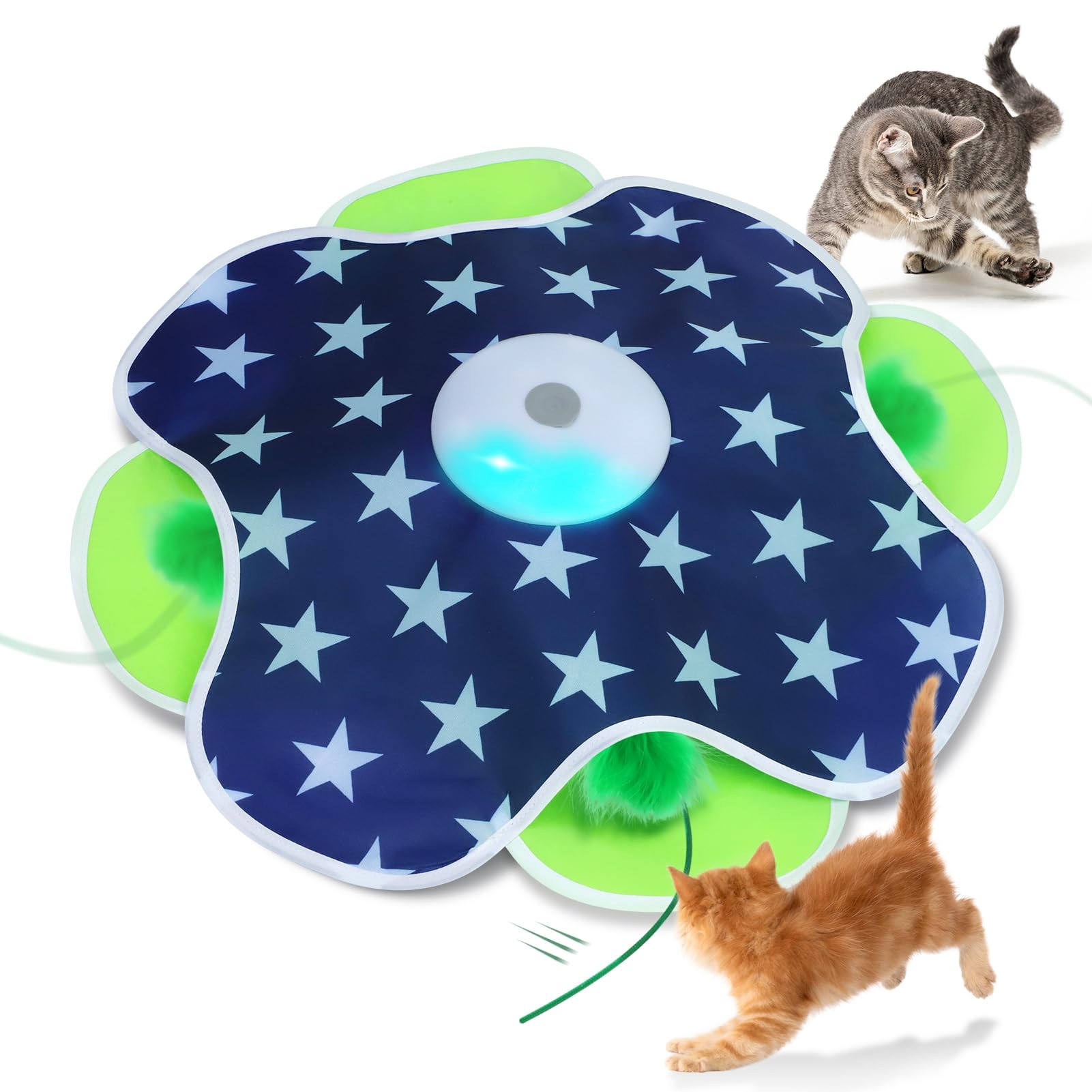 Oxawo interactive cat toy with moving feather in mat front sparks hunting play
