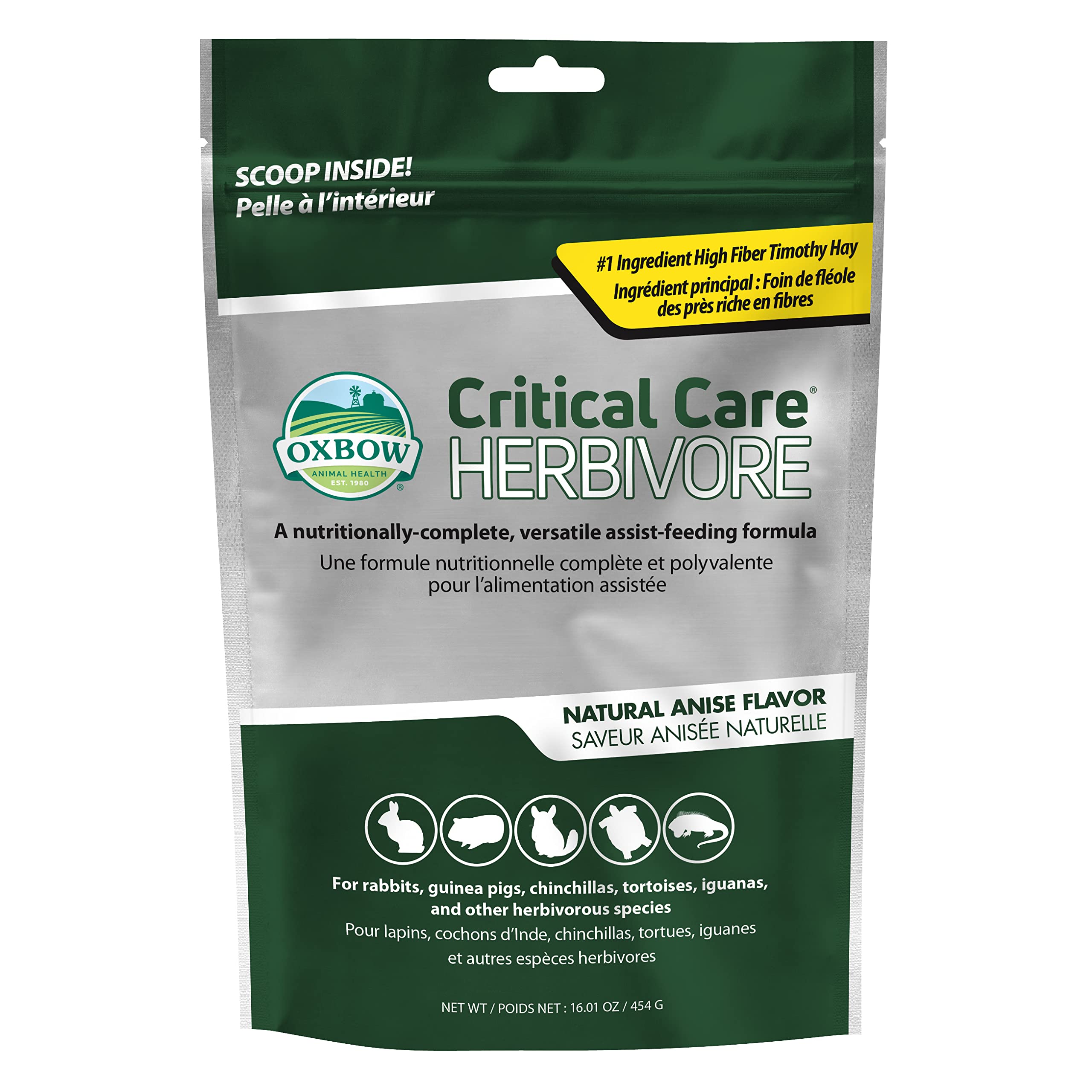 Oxbow Critical Care herbivore powder mix for easy emergency feeding