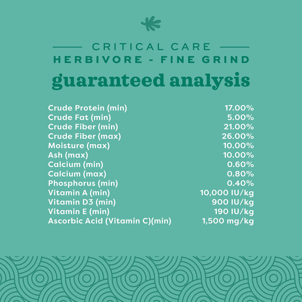 Oxbow Critical Care Herbivore vitamin-c stabilized bottle highlights immune-support nutrition.