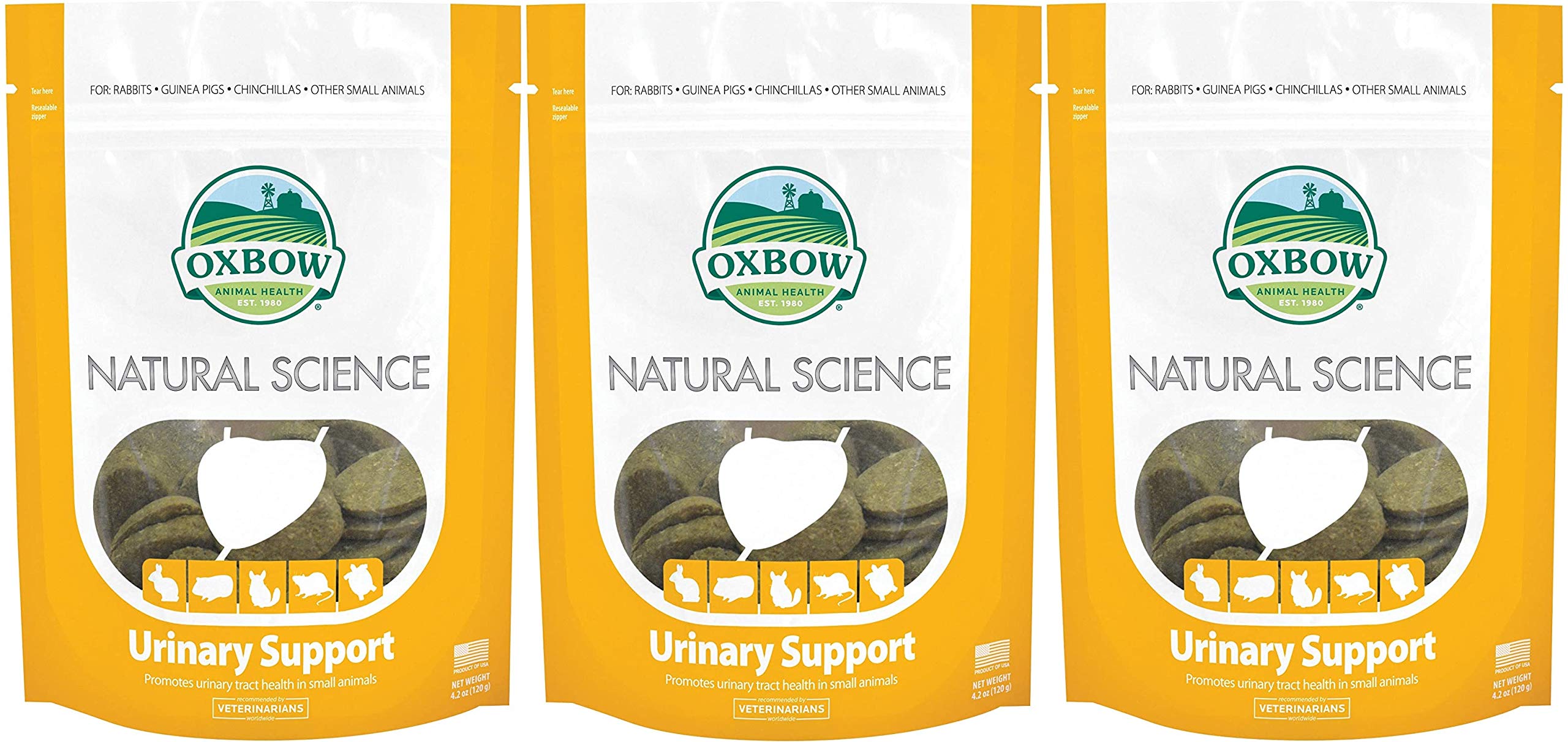 Oxbow Natural Science Urinary Support wafers pack highlighting a high-fiber formula for small pets