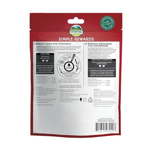 Oxbow Simple Rewards cranberry treats closeup timothy hay-based enrichment