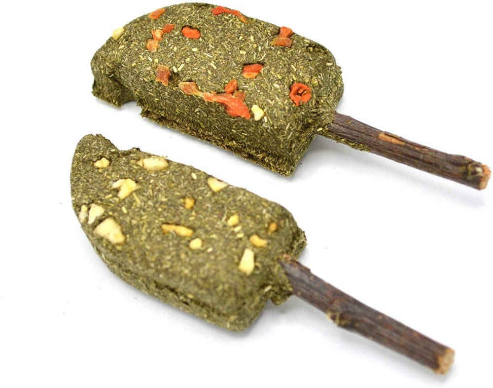 Oxbow Timothy Popsicle 3-pack provides safe, engaging chews for indoor exploration and activity.
