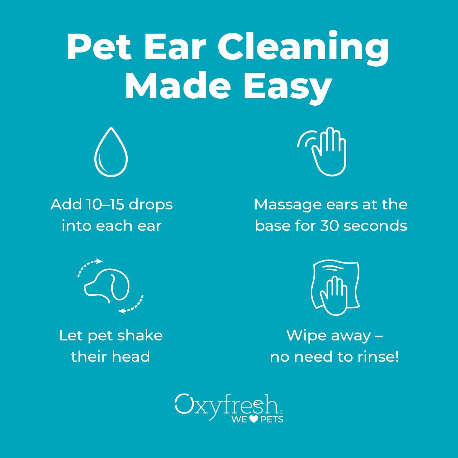 8-ounce bottle of Oxyfresh ear cleaner for home pet care