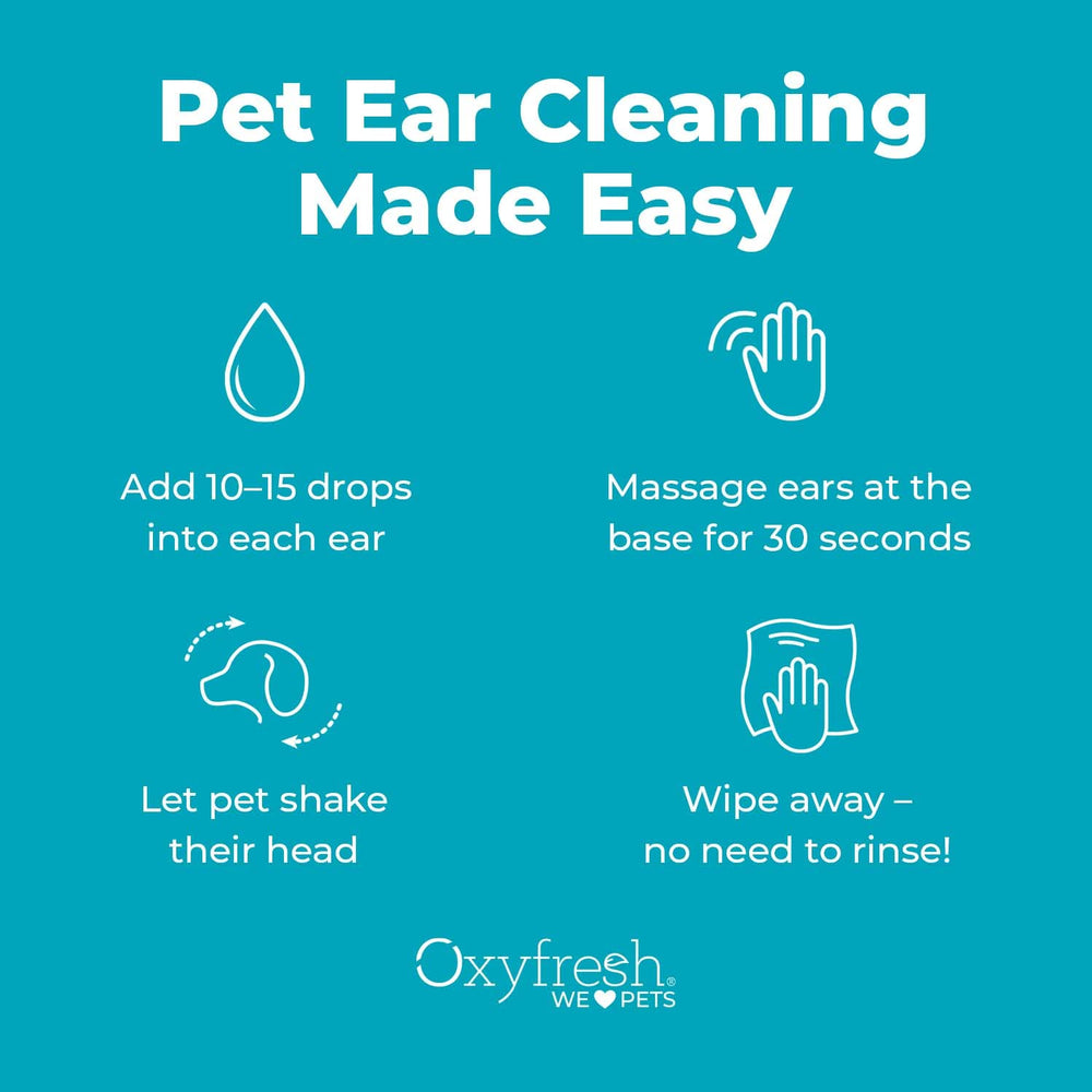 8-ounce bottle of Oxyfresh ear cleaner for home pet care