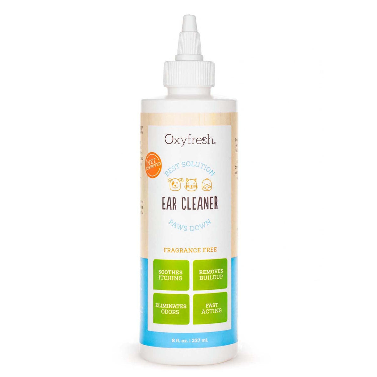 Oxyfresh Advanced Pet Ear Cleaner bottle ready for quick ear care for dogs and cats