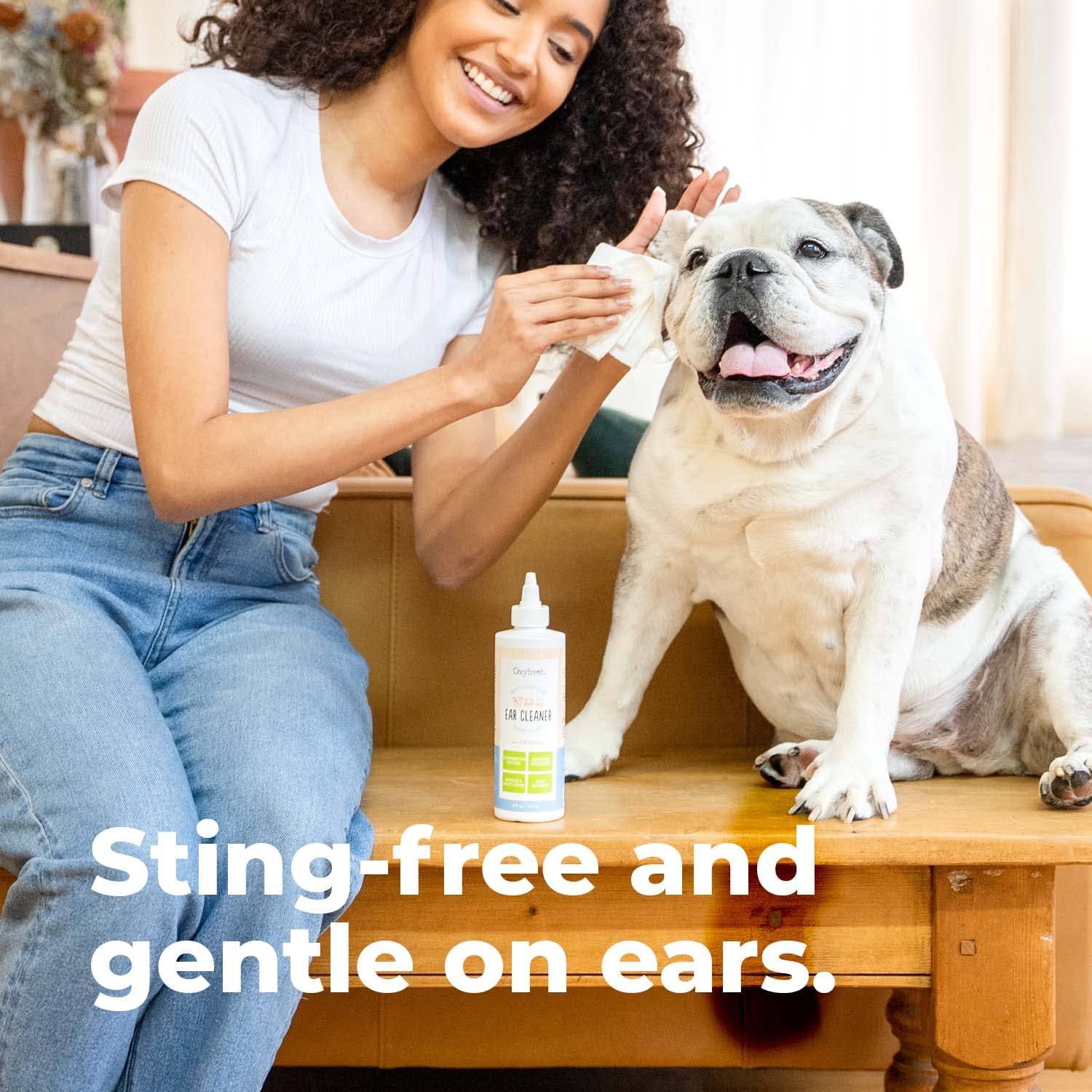 Gentle rinse removes dirt and wax buildup with Oxyfresh cleaner