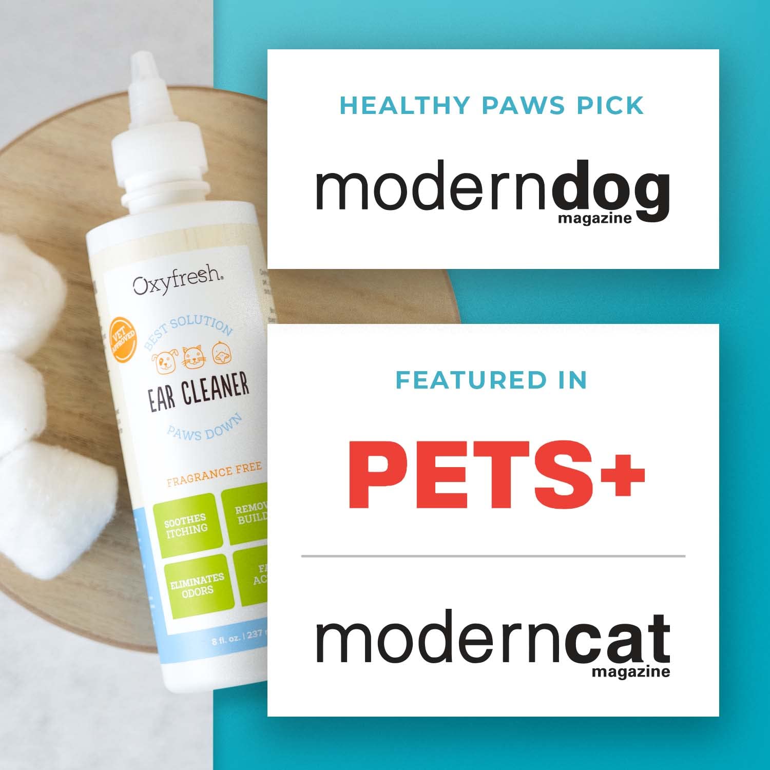 Fast-drying formula leaves ears clean and comfortable after use