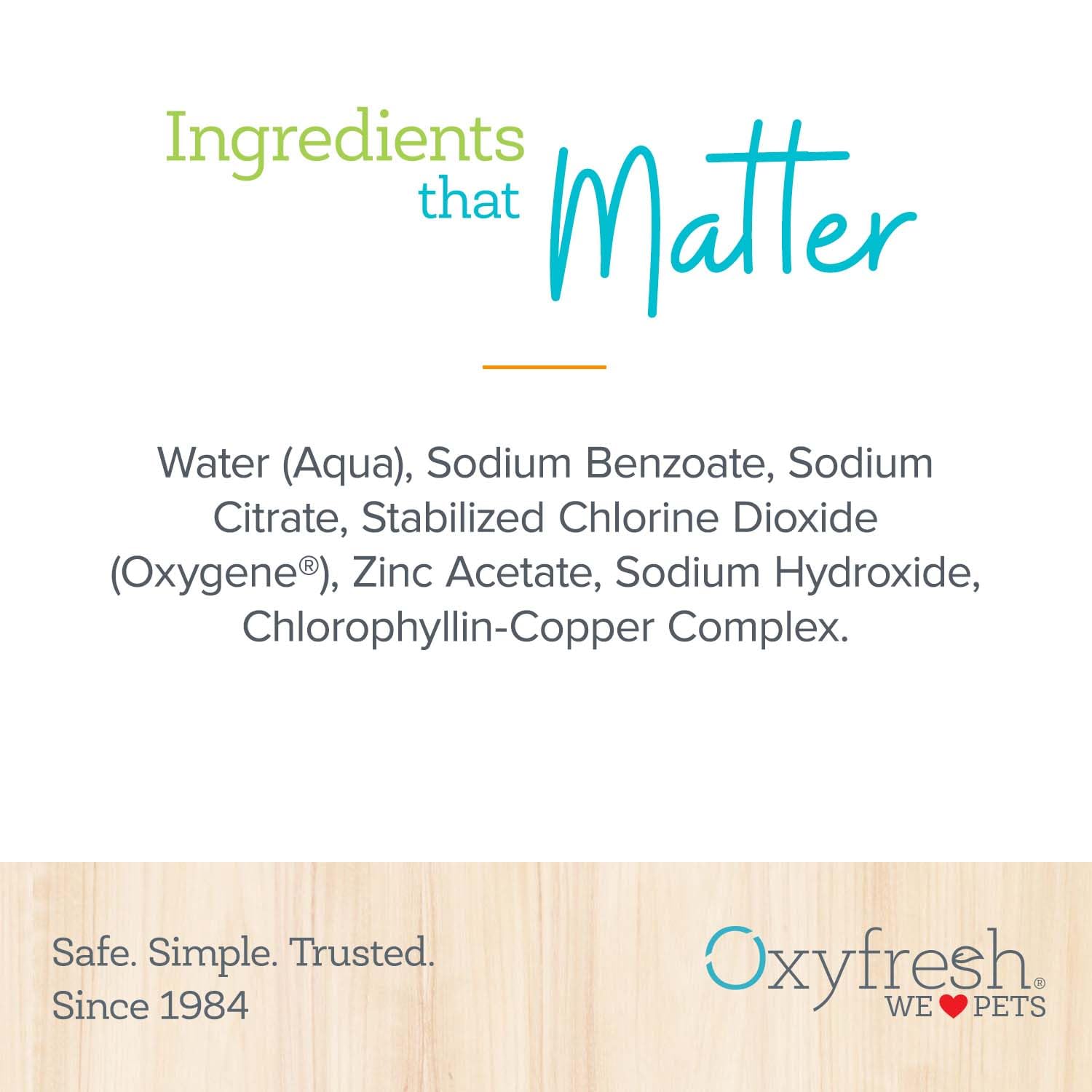 Oxyfresh premium pet dental water additive bottle front conveys vet recommended solution.