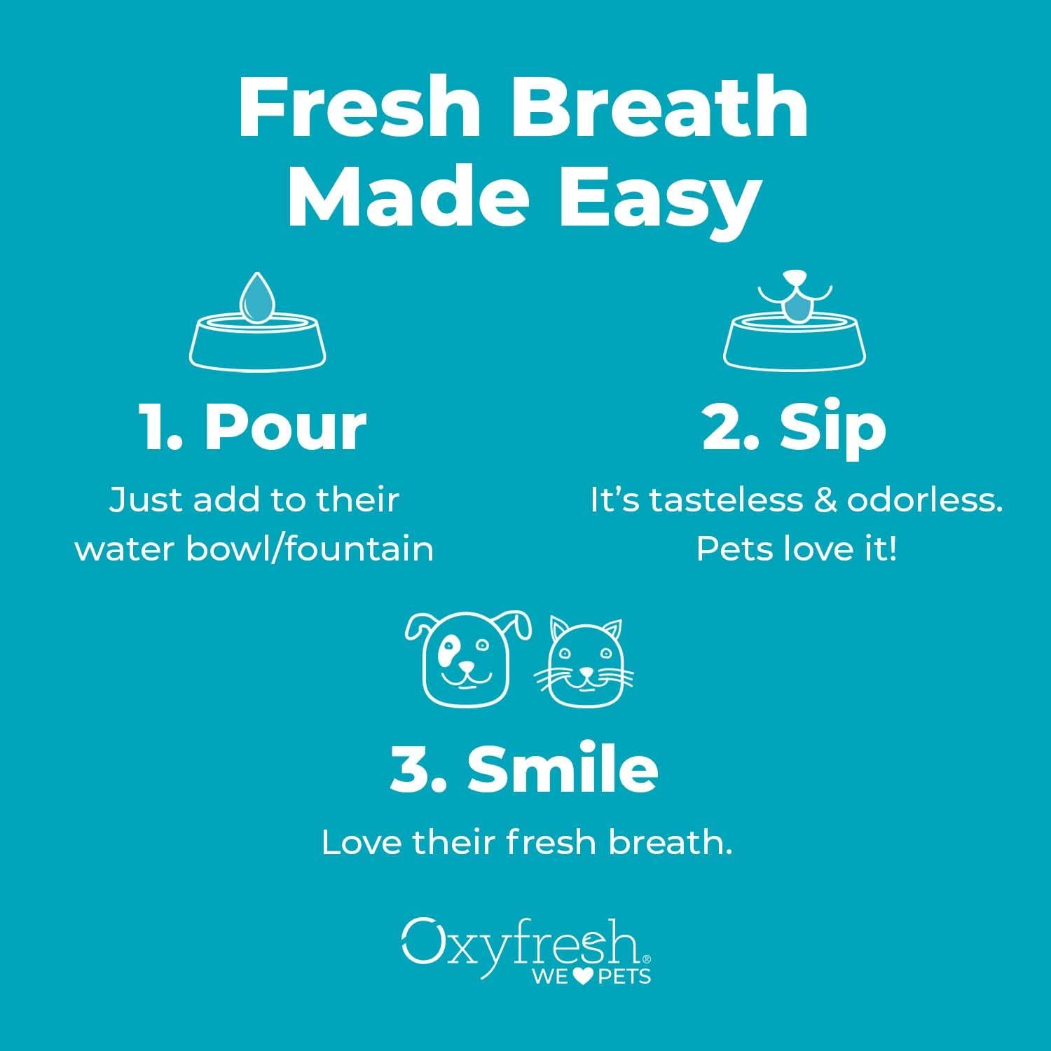 In-water dental care with Oxyfresh for cleaner teeth during daily use.