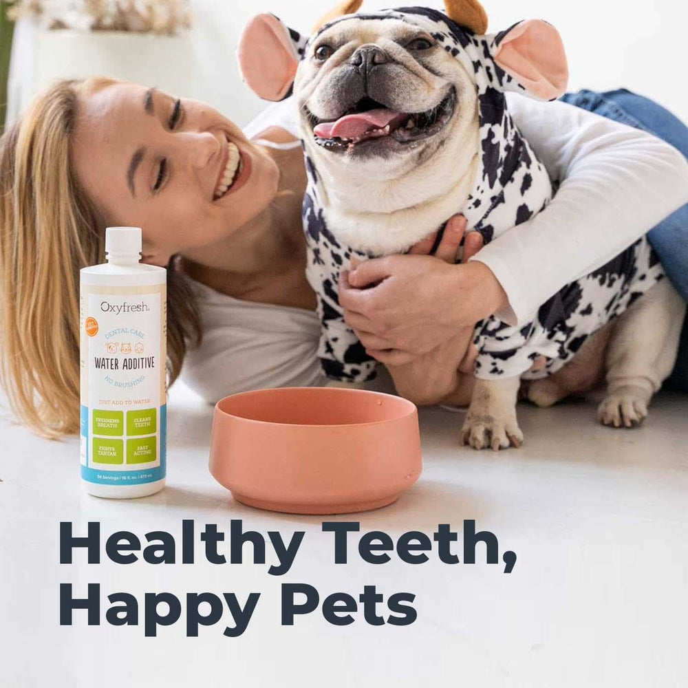Oxyfresh helps reduce plaque with a simple water-additive routine.