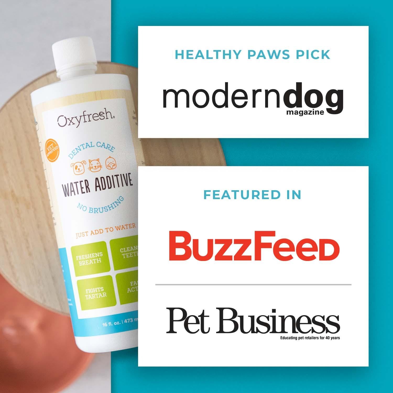 Pet owner adds Oxyfresh to water for breath support.