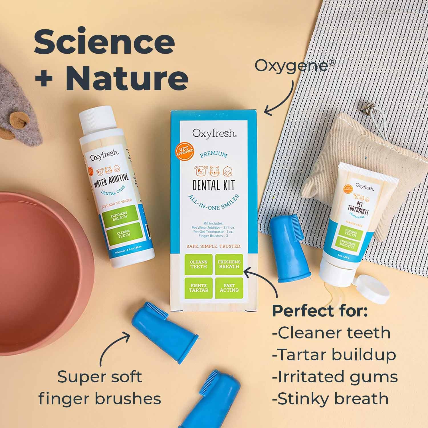 Oxyfresh dental gel toothpaste offering non-toxic, tasteless brushing for pets.