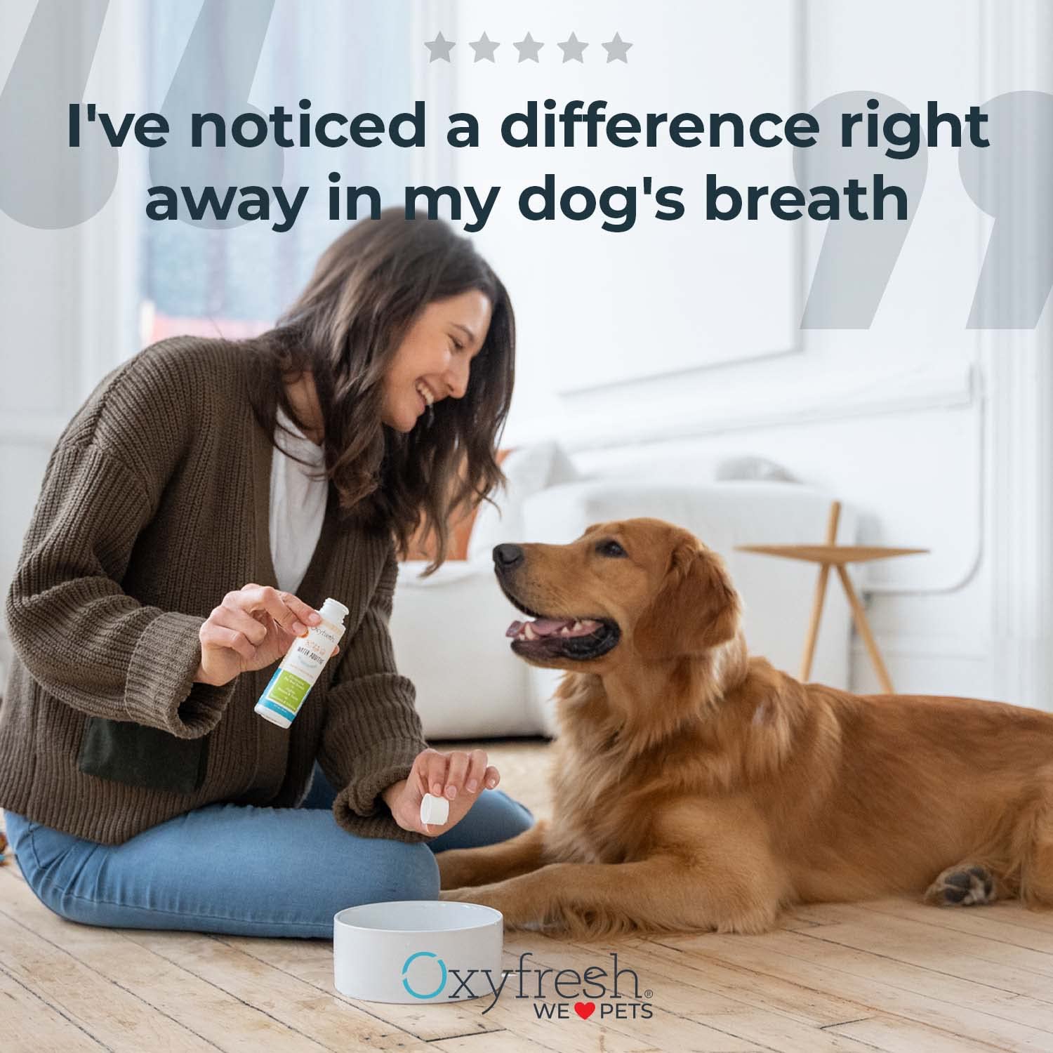 Oxyfresh finger toothbrushes enabling gentle, pet-friendly brushing.