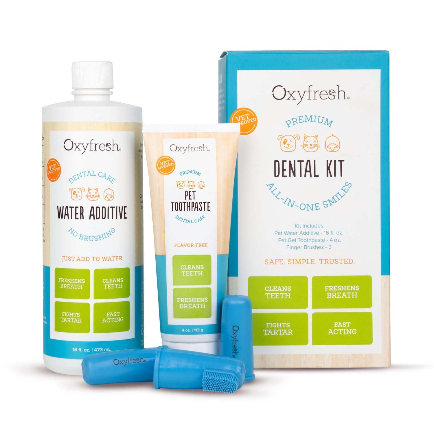 Oxyfresh premium pet dental kit toothpaste tube for at-home brushing and fresh breath.