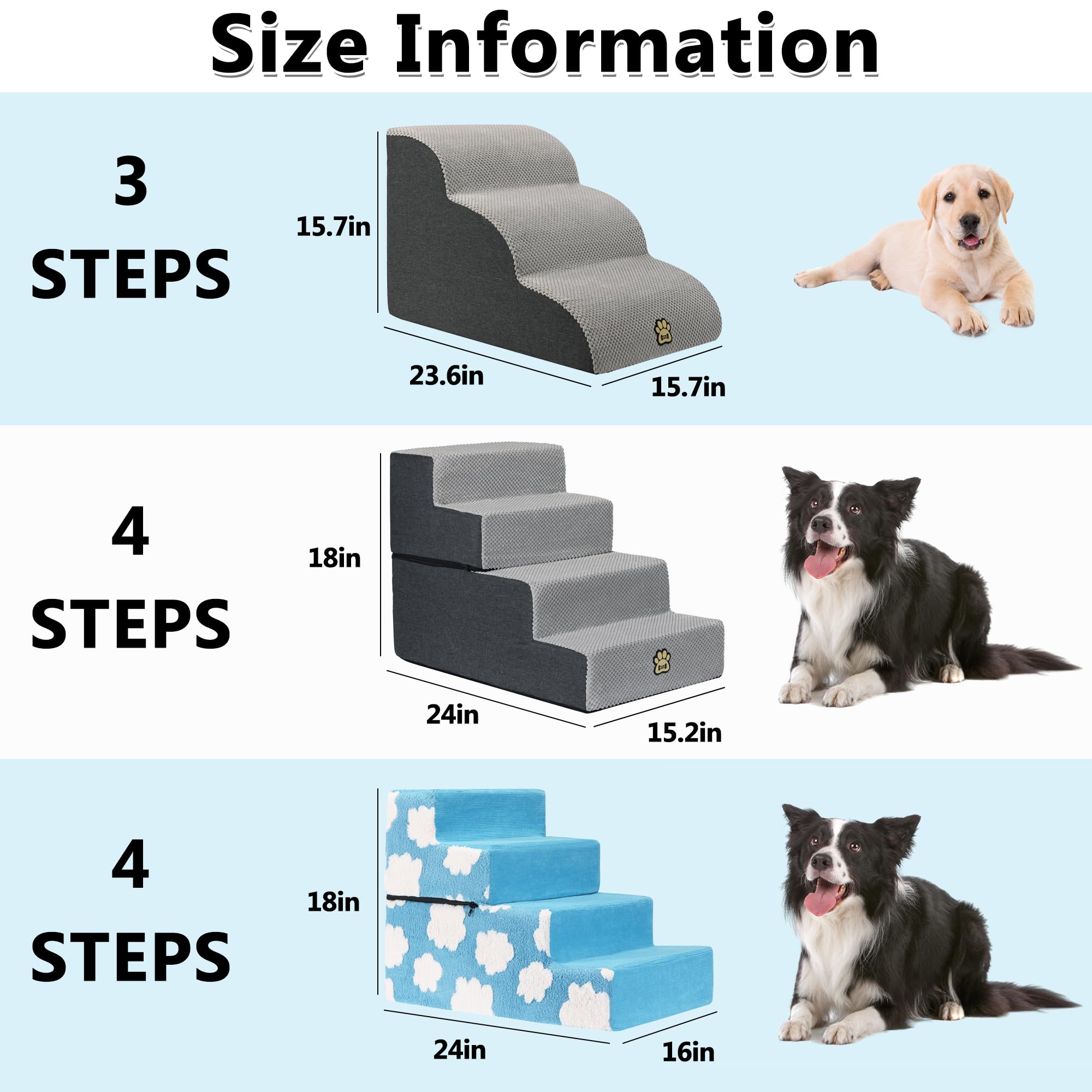 OYLZ Pet Stairs blue non slip base provides secure climbs