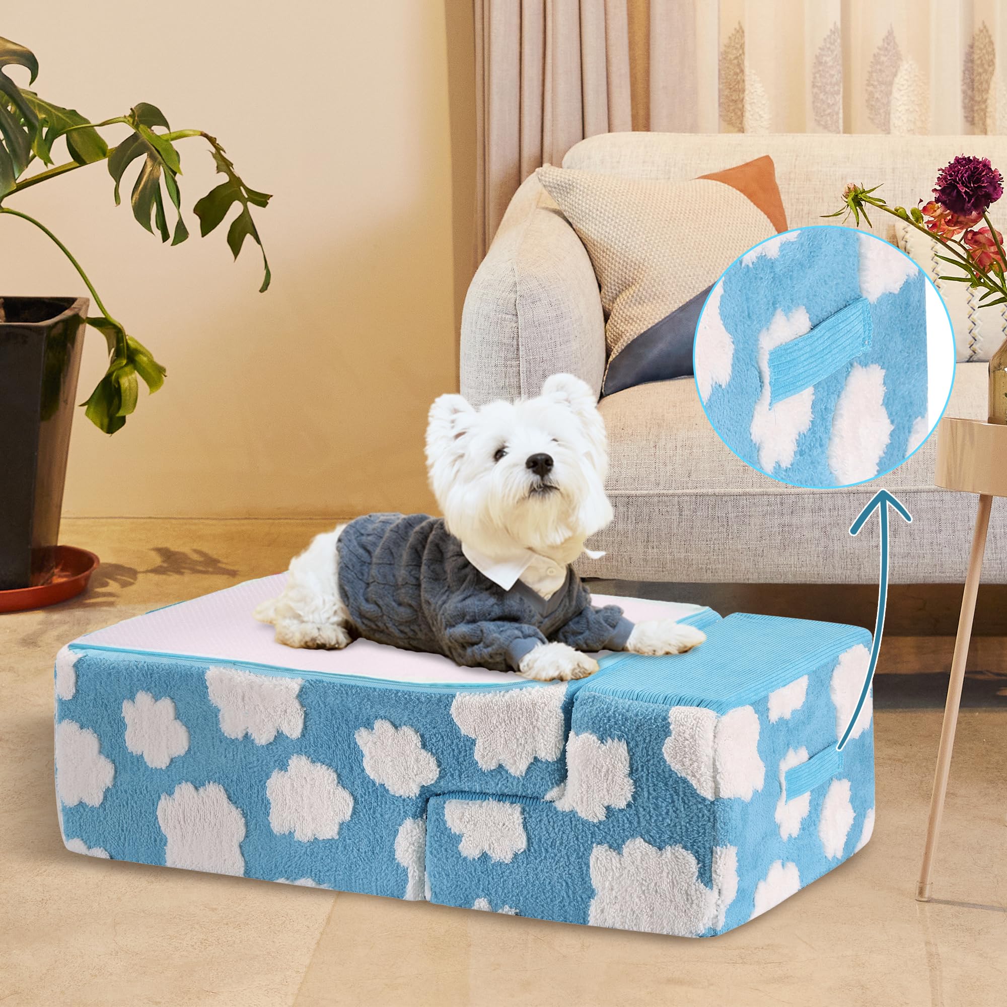 OYLZ Pet Stairs blue compact storage design for small spaces