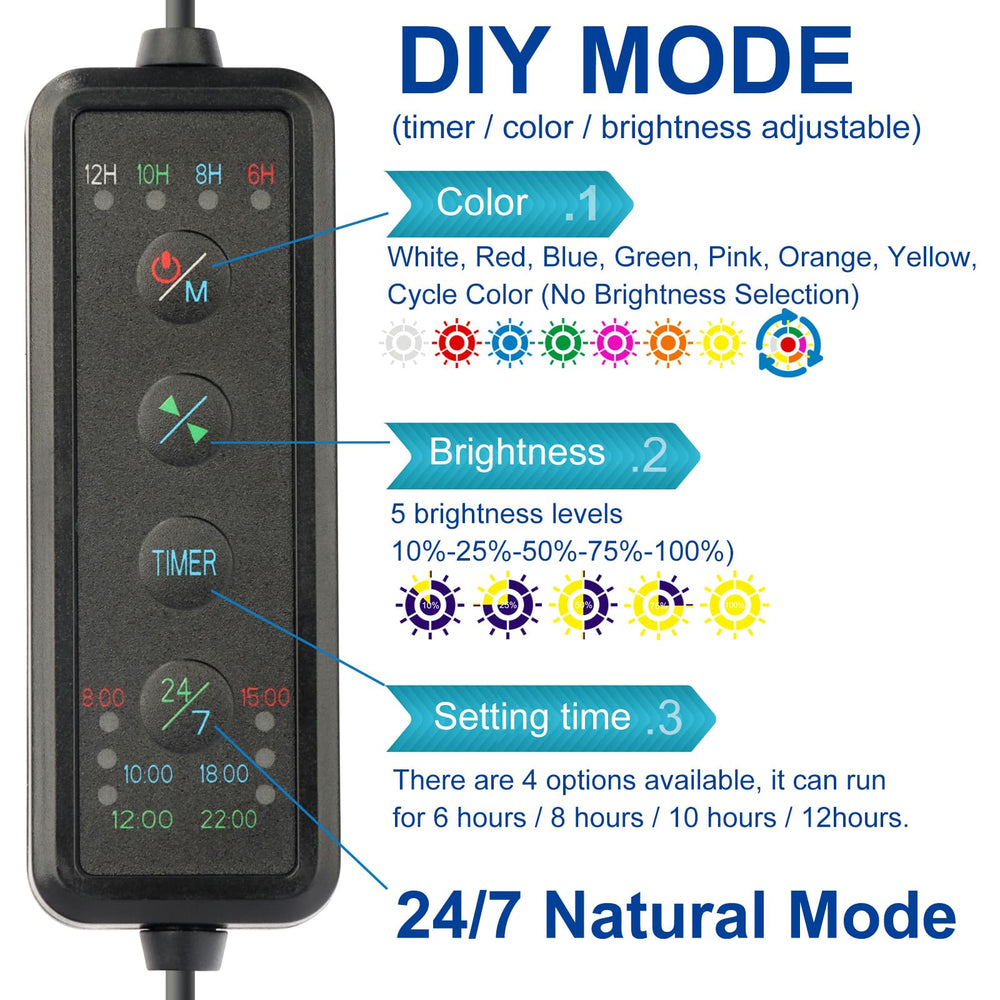 OYO WATER LED Light built-in timer lets you schedule lighting for energy efficiency.