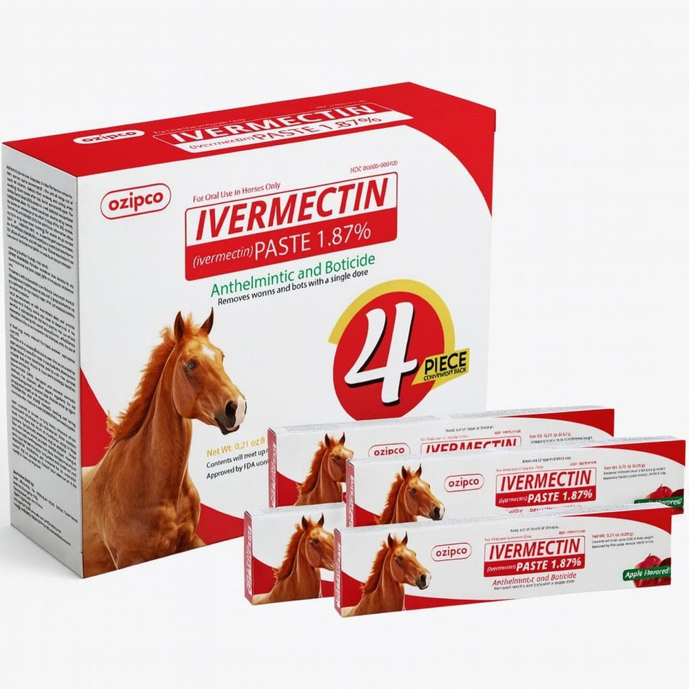 OZIPCO ivermectin horse paste apple flavor, 6.08 g tube, easy dosing.