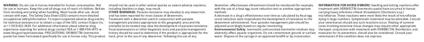 OZIPCO Ivermectin apple-flavor paste label includes safety guidance for animal use.