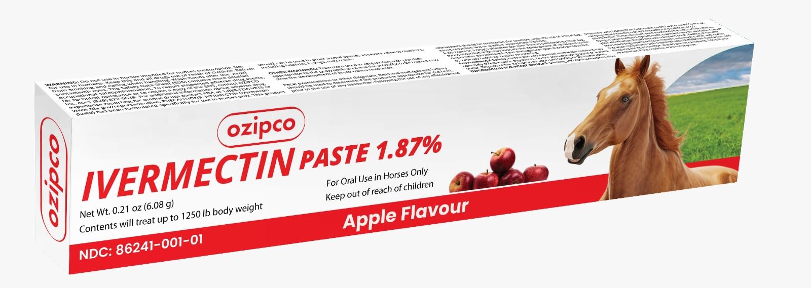 OZIPCO ivermectin horse paste apple flavor syringe for easy administration.