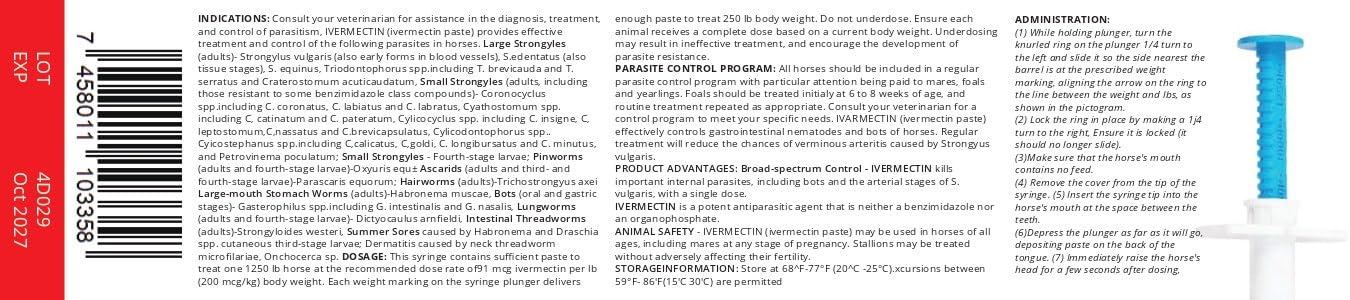 OZIPCO Ivermectin apple-flavor paste administration image highlights easy oral use.