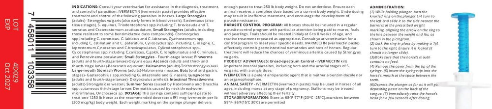OZIPCO Ivermectin apple-flavor paste administration image highlights easy oral use.