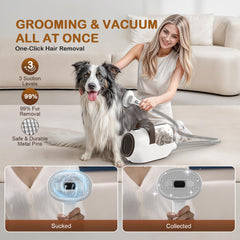 Ozumek vacuum and safety brush demonstrates gentle skin-friendly pins for calm grooming sessions.