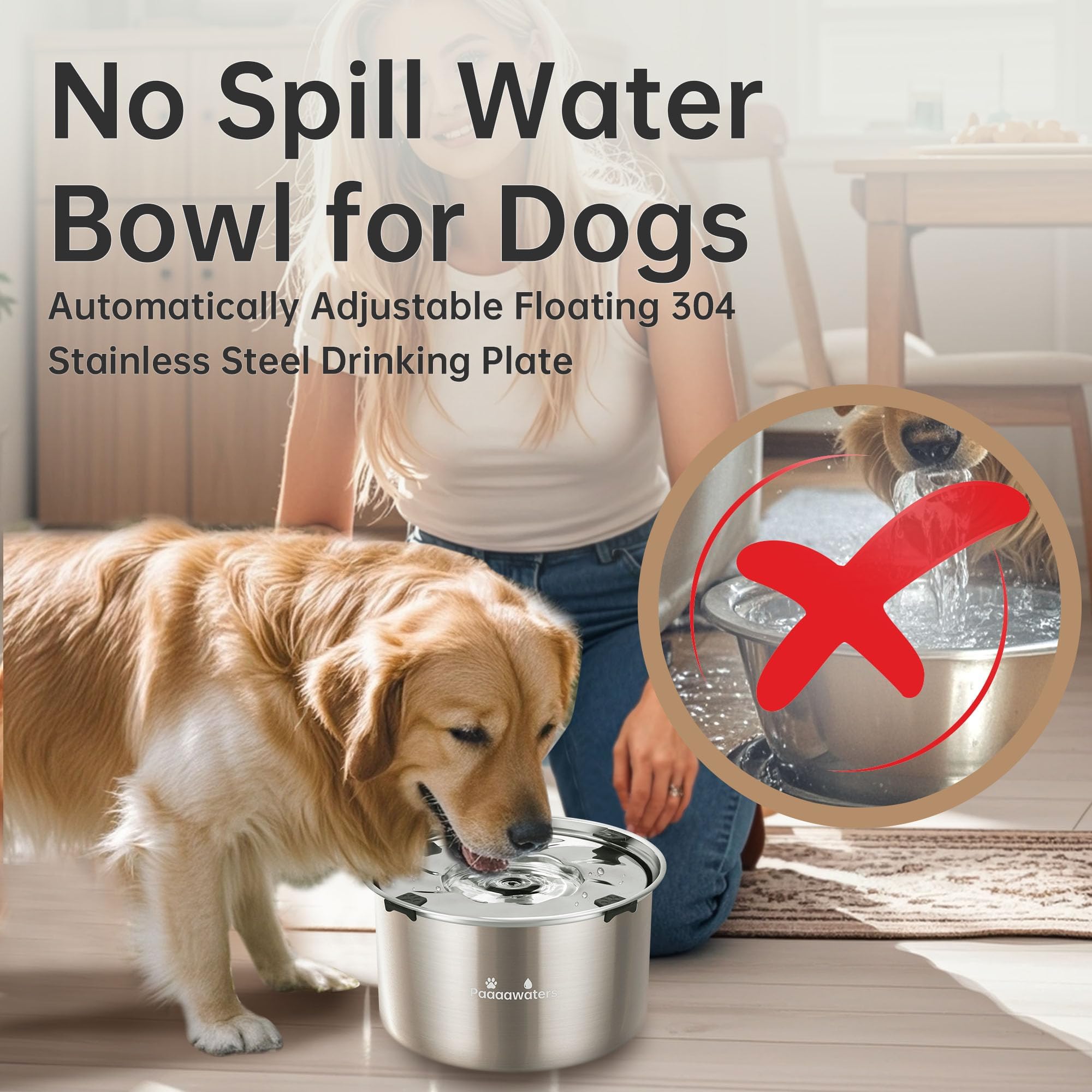 Paaaawaters stainless-steel dog water dispenser with durable 304 steel