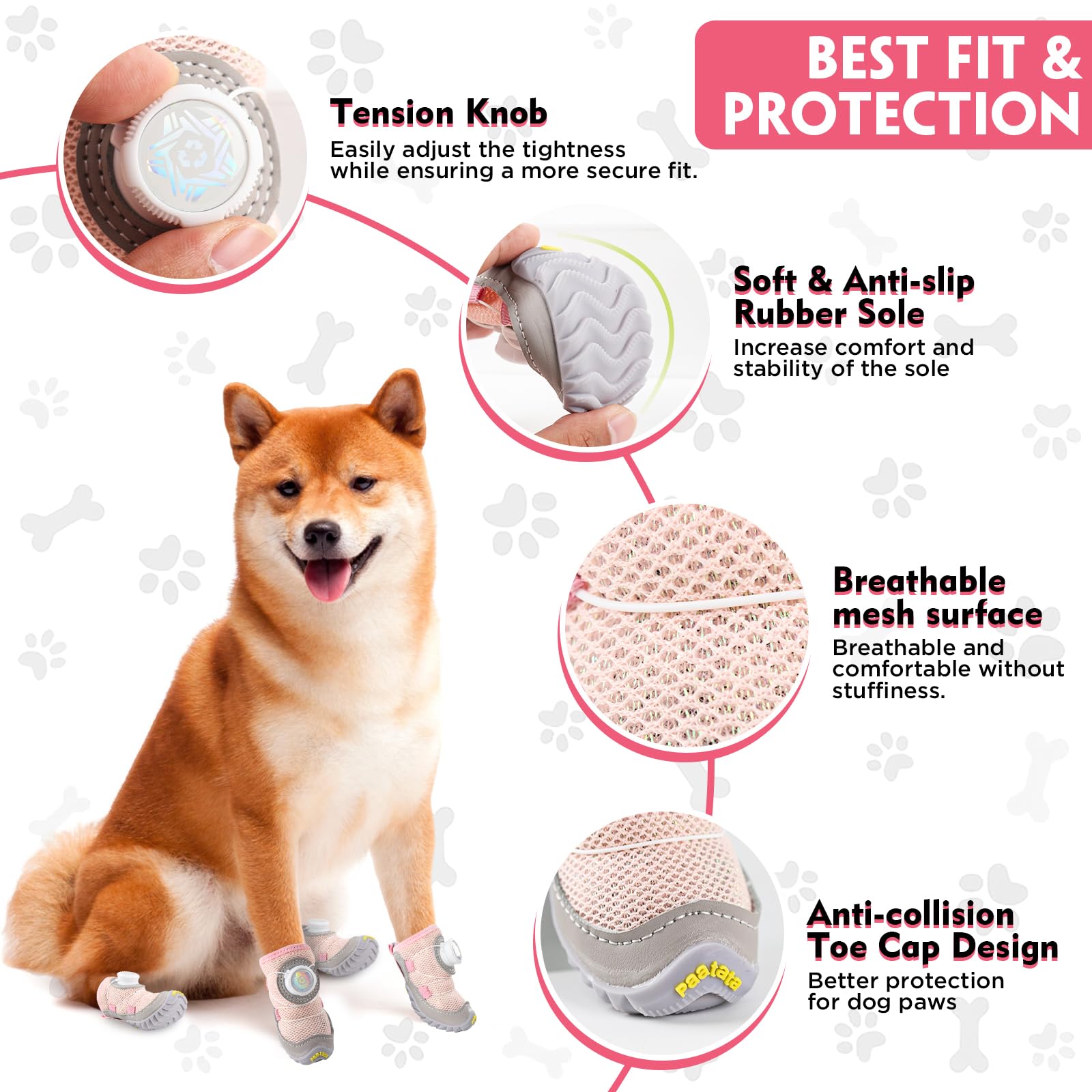 paatata dog shoes easy release and size adjustment for comfortable wear.