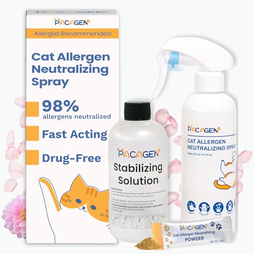Pacagen cat allergen spray bottle delivering quick at-home relief