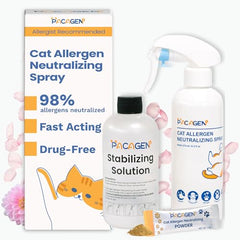 Pacagen cat allergen spray bottle delivering quick at-home relief