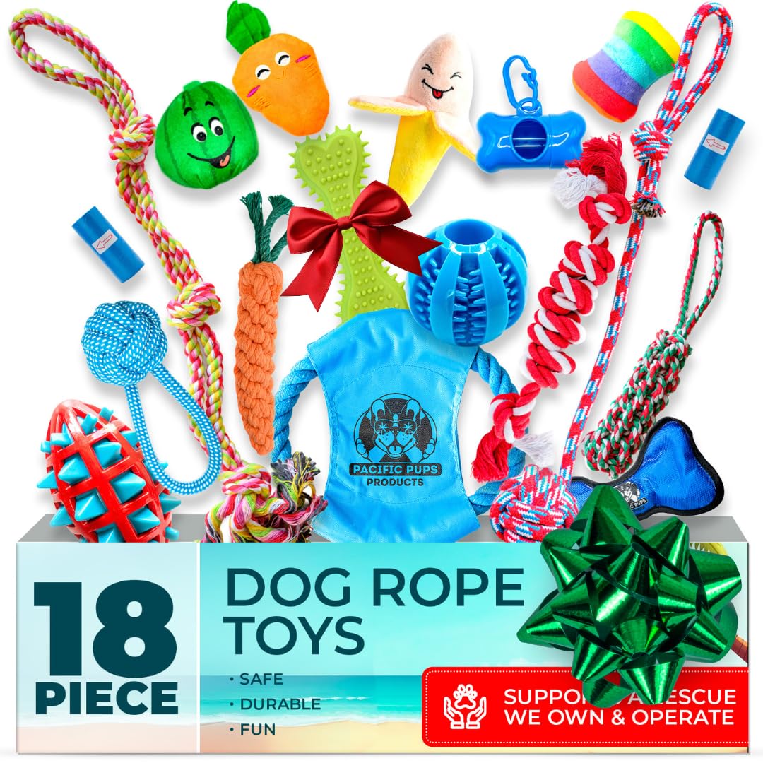Pacific Pups 18-pack dog toys variety features versatile options for small and medium dogs