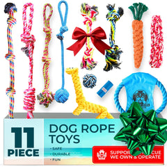 Pacific Pups Products dog rope toys 11-pack, ready for long-lasting playtime with medium dogs.