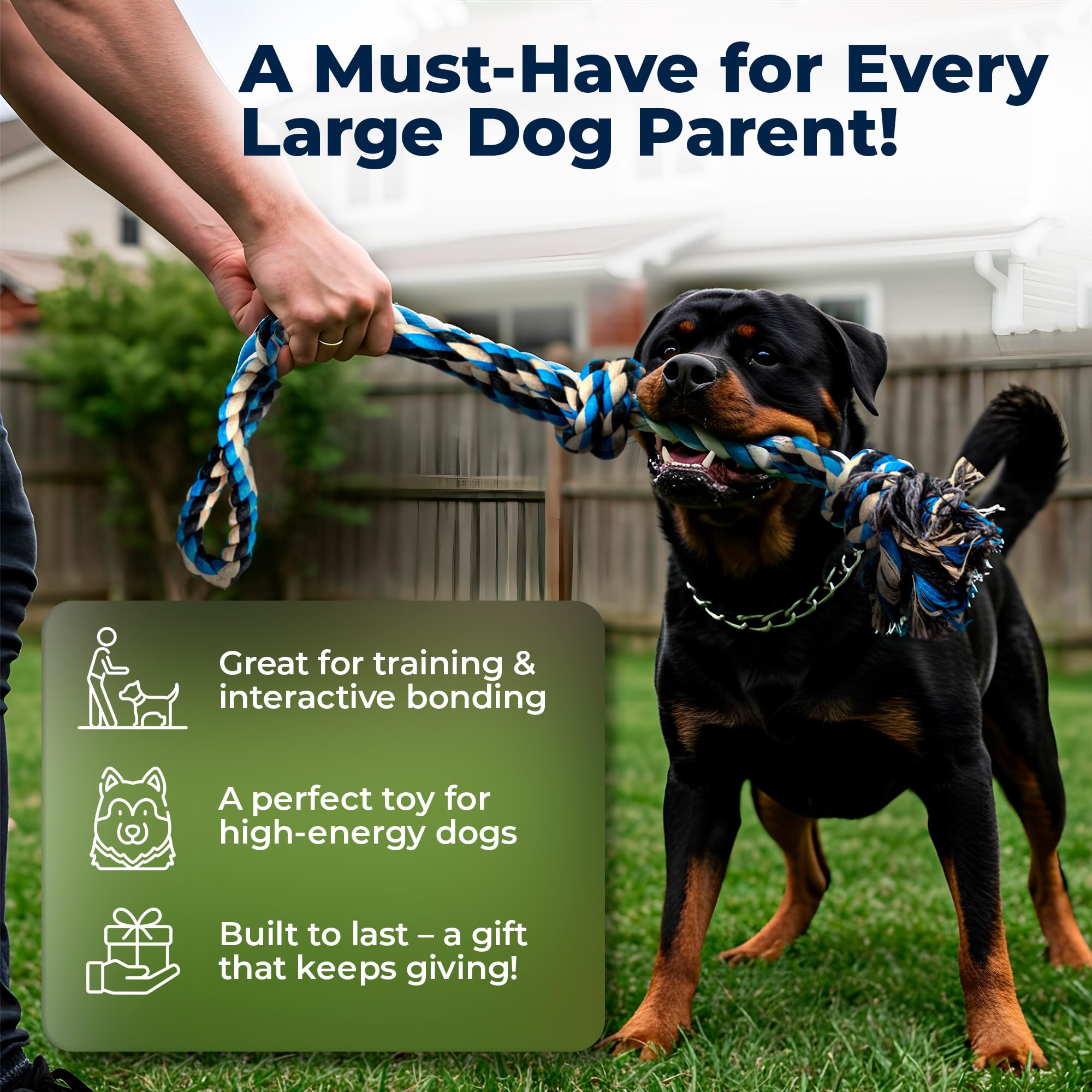 Pacific Pups Products large dog rope toy cotton fibers feel gentle on a dog's mouth.