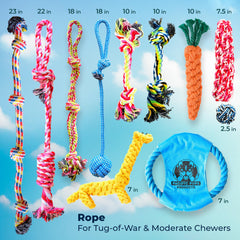 Pacific Pups Products tug-of-war lineup ready for interactive play.