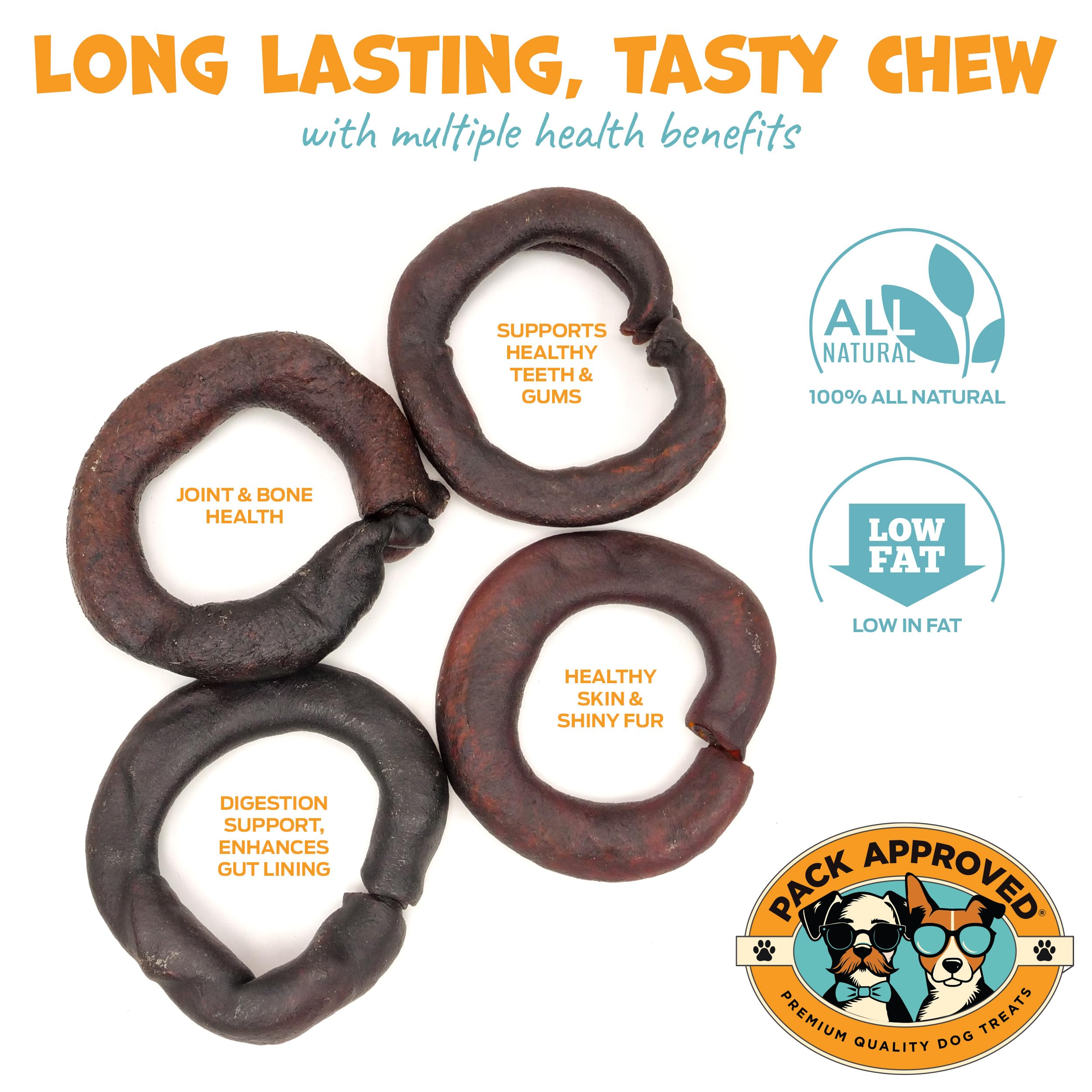Pack Approved Beef Collagen Chews ring healthy coat emphasizes collagen benefits.