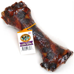 Pack Approved beef shin bones liver-coated close-up highlighting tasty coating for long chew time