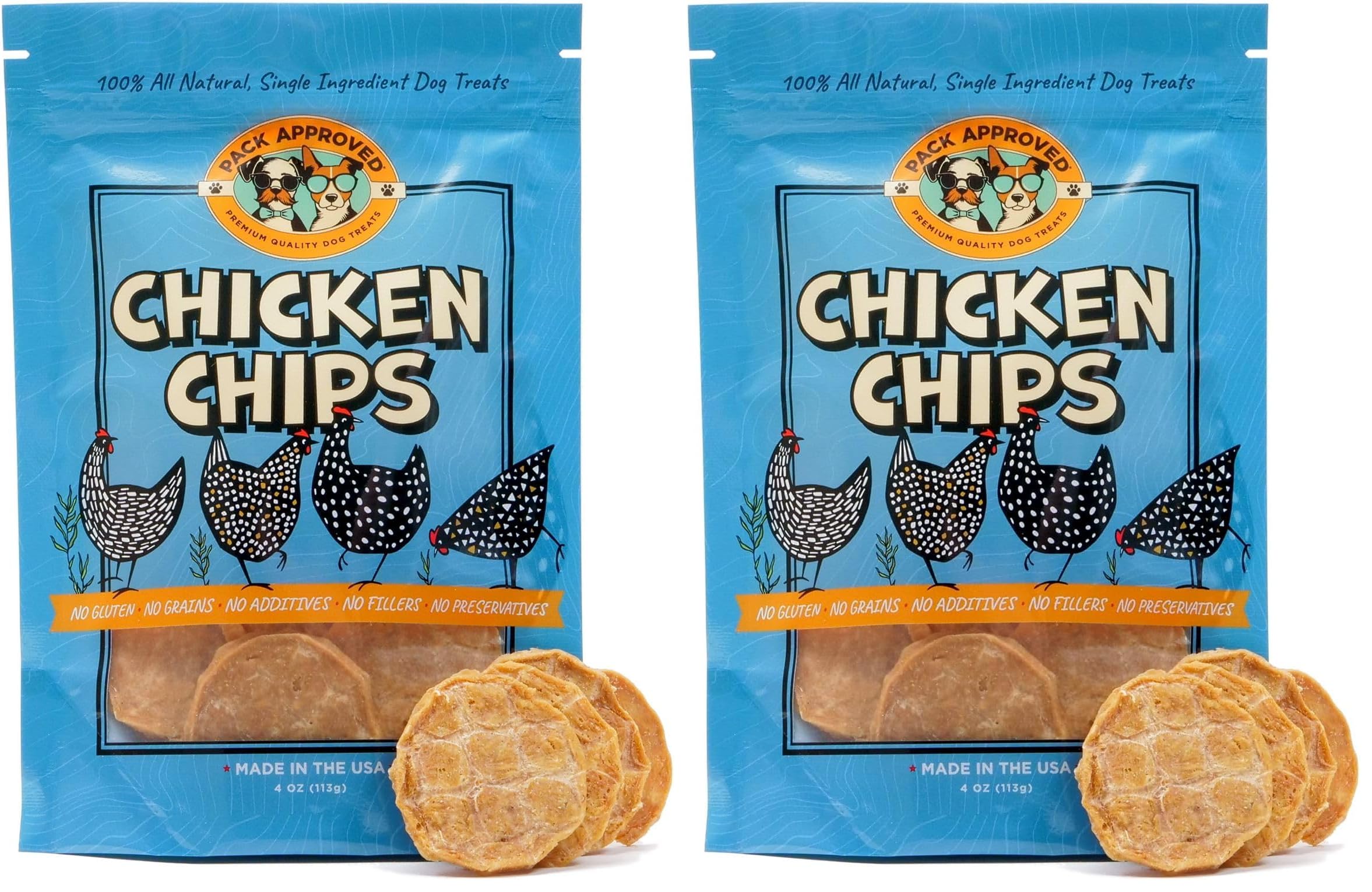 Pack Approved Chicken Chips - crunchy bite to entice dogs during training sessions.