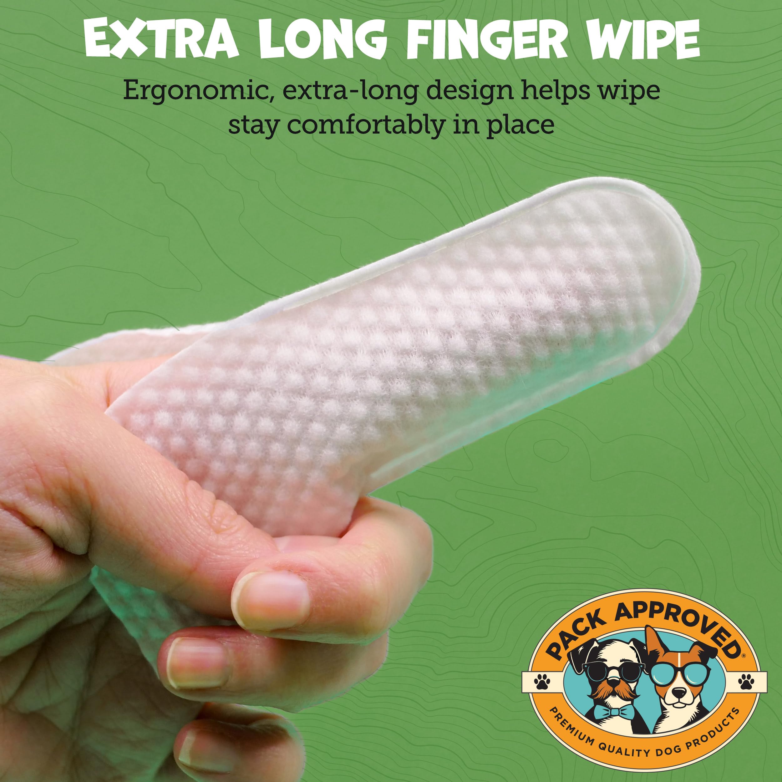 Pack Approved finger wipes daily-use application on dog ears.