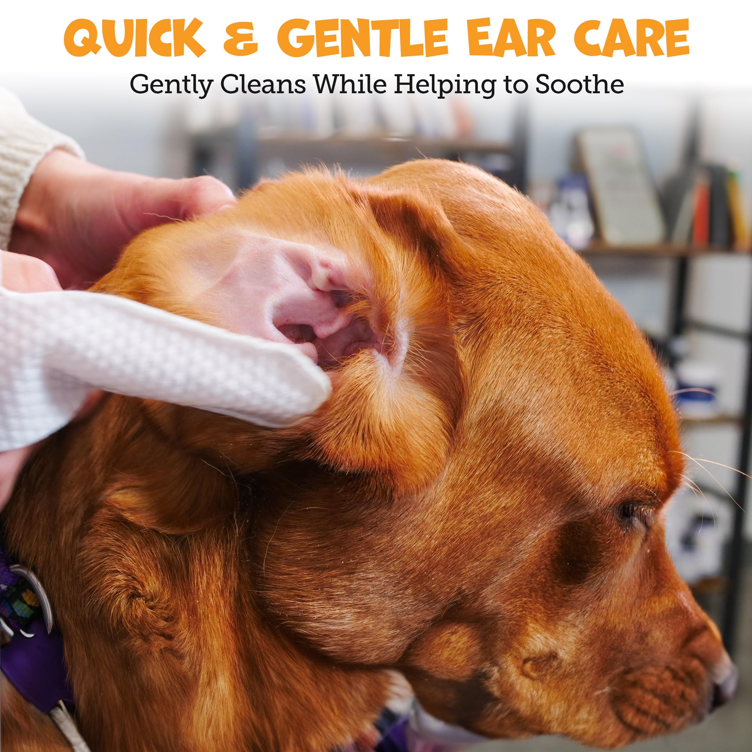 Pack Approved finger ear wipes on finger demonstrates precise cleaning for sensitive ears.