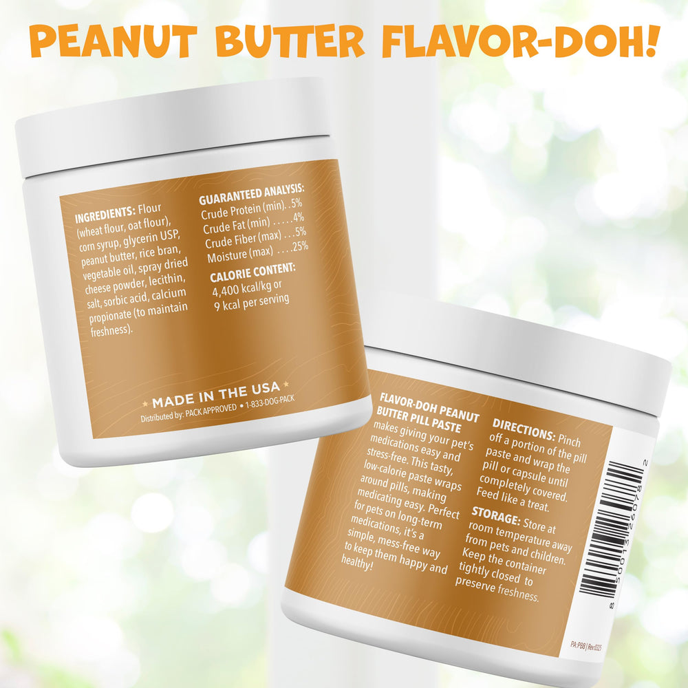Pack Approved Flavor-Doh pet medication wrap enhances dosing with tasty peanut butter flavor.